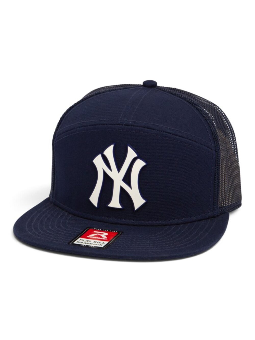 New York Yankees NY White 3D Snapback Seven-Panel Flat Bill Trucker Hat- Navy